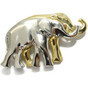 Lauren Conrad Silver And Gold Elephants Brooch Pin Marked LC